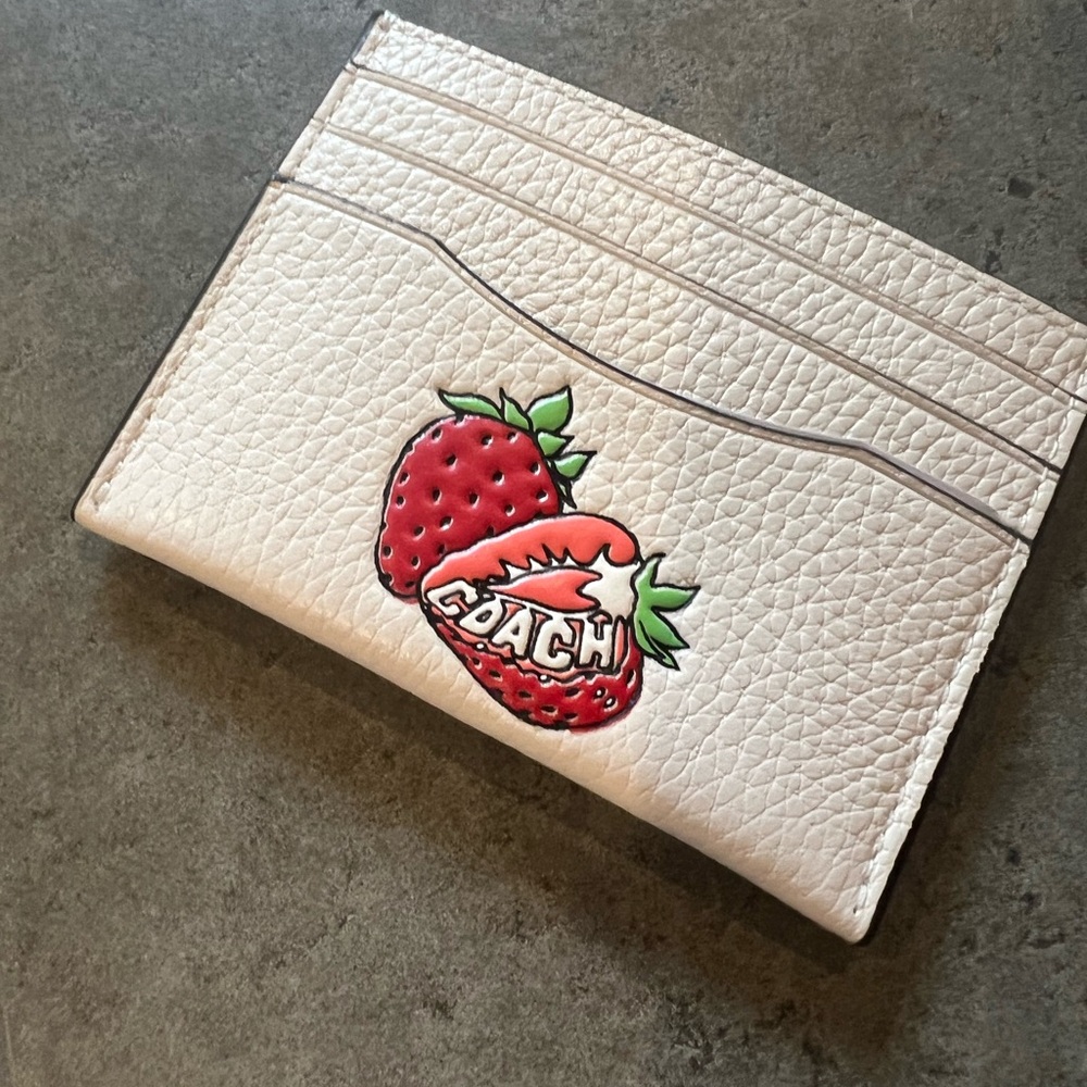 NWT Coach Slim Id Card Case With Strawberry Graphic